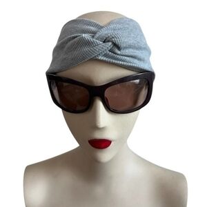 Womens Extra Wide Light Gray Headband Turban Knotted Bandana Boho Hair Accessory